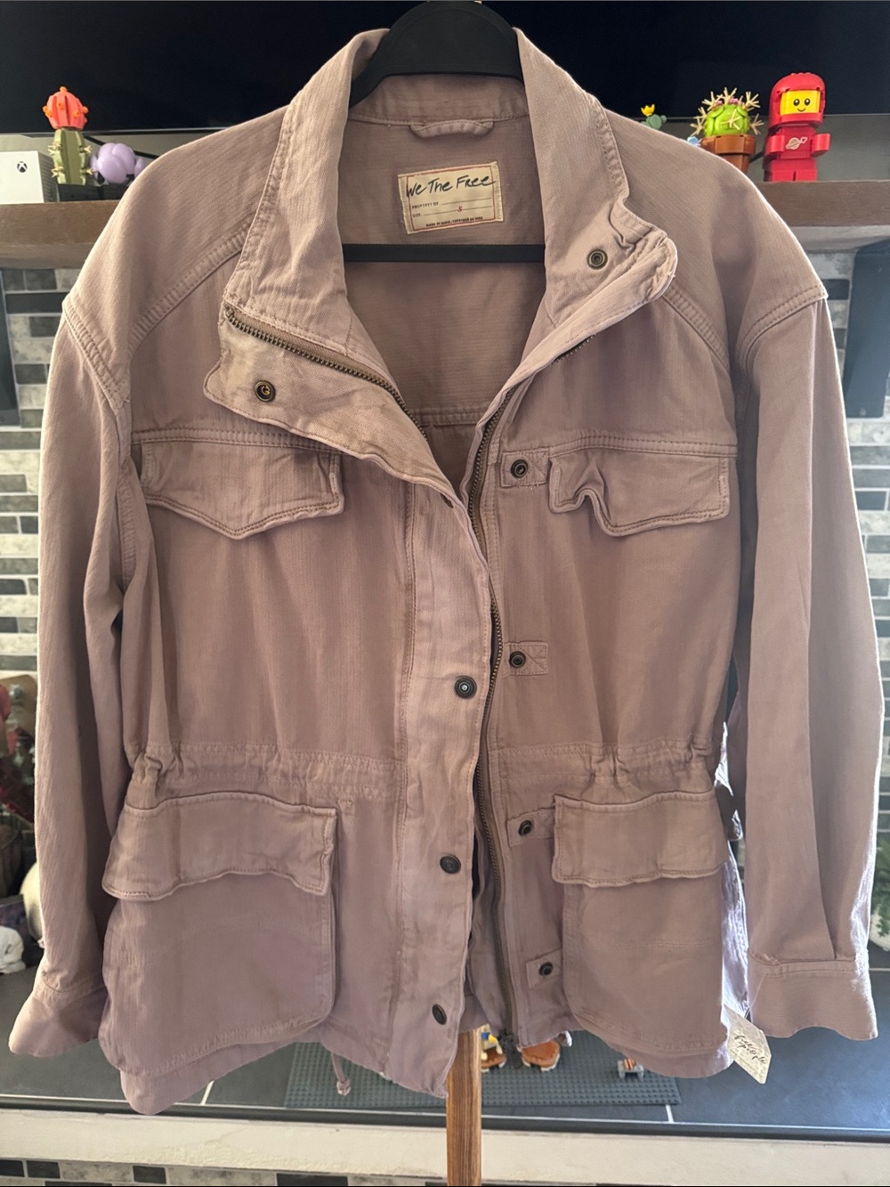 Free People S Oversized Mauve cotton ARYA UTILITY JACKET